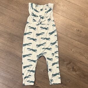 kate quinn Bamboo Romper with Teal Fox Print. 2T. Like New!